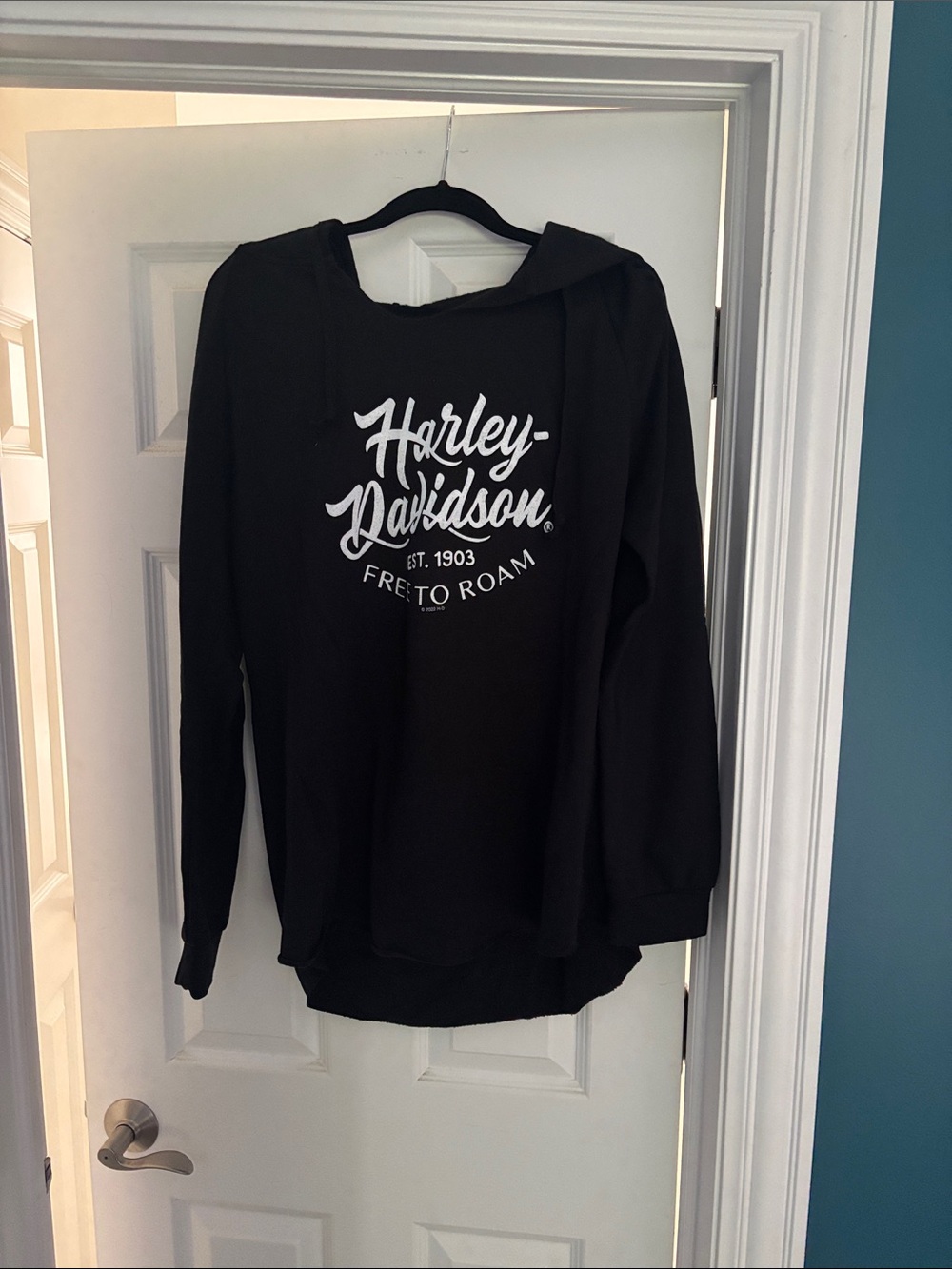 Harley-Davidson Black Hoodie Sweater with White Script Logo